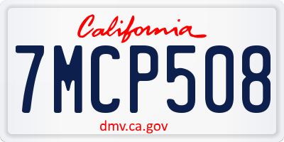 CA license plate 7MCP508