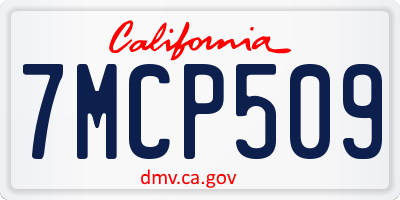 CA license plate 7MCP509