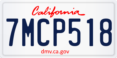 CA license plate 7MCP518