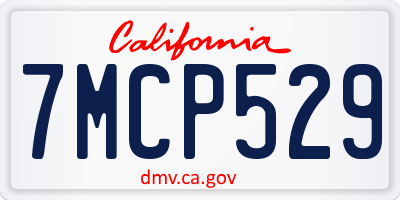 CA license plate 7MCP529