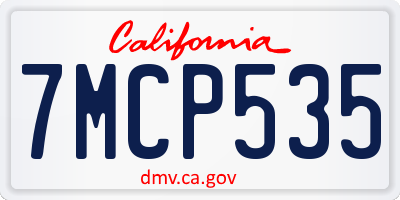 CA license plate 7MCP535