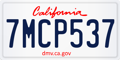 CA license plate 7MCP537