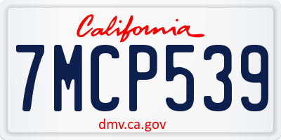 CA license plate 7MCP539