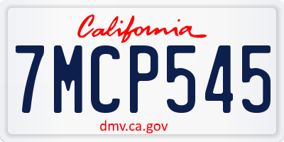 CA license plate 7MCP545
