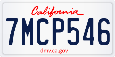 CA license plate 7MCP546