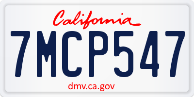 CA license plate 7MCP547