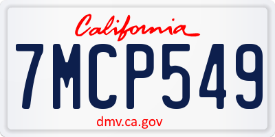 CA license plate 7MCP549