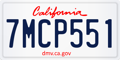 CA license plate 7MCP551