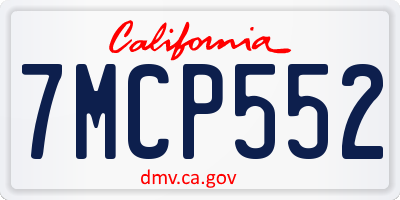 CA license plate 7MCP552