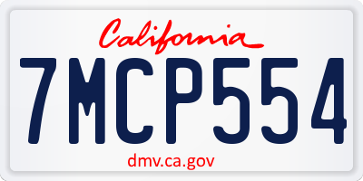 CA license plate 7MCP554
