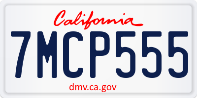 CA license plate 7MCP555