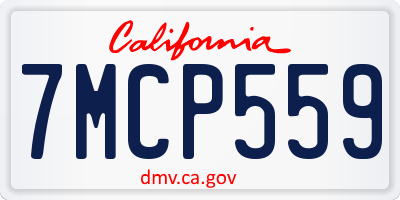 CA license plate 7MCP559