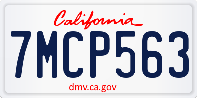 CA license plate 7MCP563