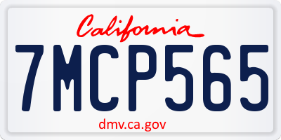 CA license plate 7MCP565