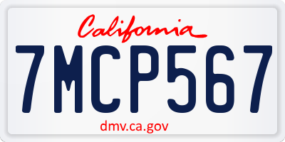 CA license plate 7MCP567