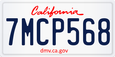 CA license plate 7MCP568
