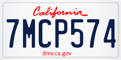 CA license plate 7MCP574