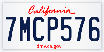 CA license plate 7MCP576