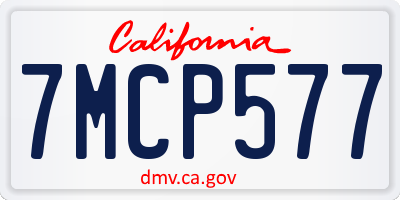 CA license plate 7MCP577