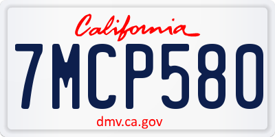 CA license plate 7MCP580