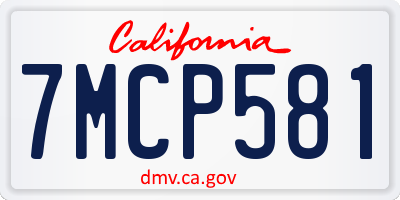 CA license plate 7MCP581