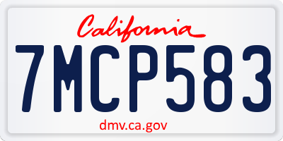 CA license plate 7MCP583