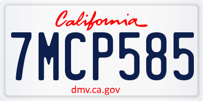 CA license plate 7MCP585