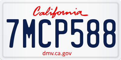 CA license plate 7MCP588