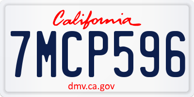 CA license plate 7MCP596