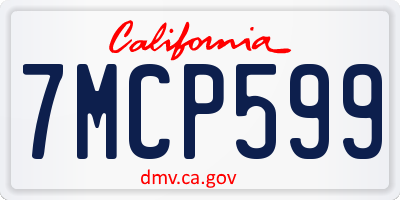 CA license plate 7MCP599