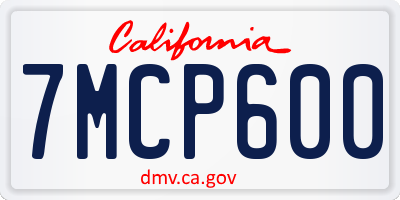 CA license plate 7MCP600