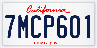 CA license plate 7MCP601