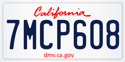 CA license plate 7MCP608