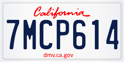 CA license plate 7MCP614