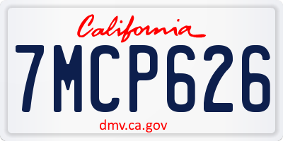 CA license plate 7MCP626