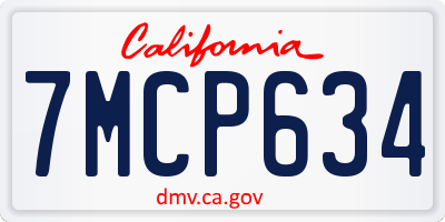 CA license plate 7MCP634