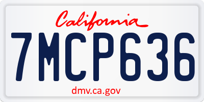 CA license plate 7MCP636