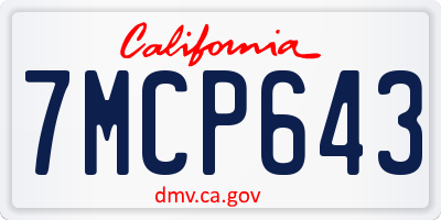 CA license plate 7MCP643