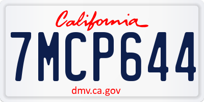 CA license plate 7MCP644