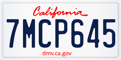 CA license plate 7MCP645