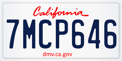 CA license plate 7MCP646