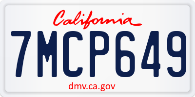 CA license plate 7MCP649