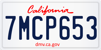 CA license plate 7MCP653