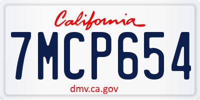 CA license plate 7MCP654