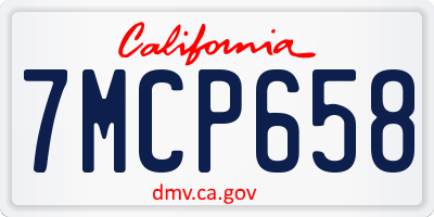 CA license plate 7MCP658