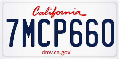 CA license plate 7MCP660