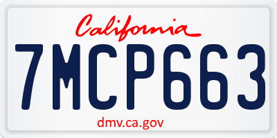 CA license plate 7MCP663