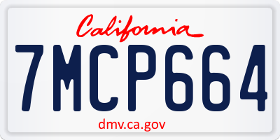 CA license plate 7MCP664