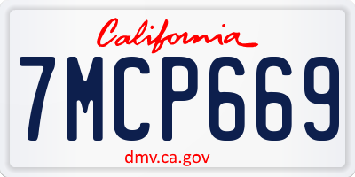 CA license plate 7MCP669