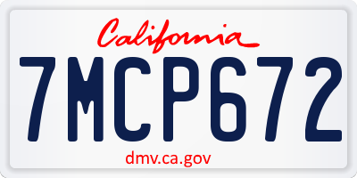 CA license plate 7MCP672